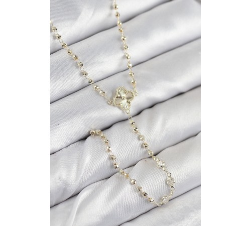 Pirinç Zirkon Taşlı Yonca Model Gold Renk Kadın Y Kolye