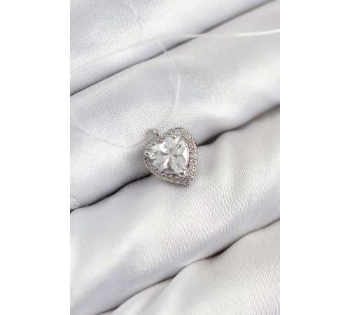 Misineli Kalp Model Gümüş Renk Hayalet Kolye