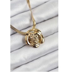 316L Çelik Gül Figürlü İtalyan Zincir Model Gold Renk Kadın Kolye