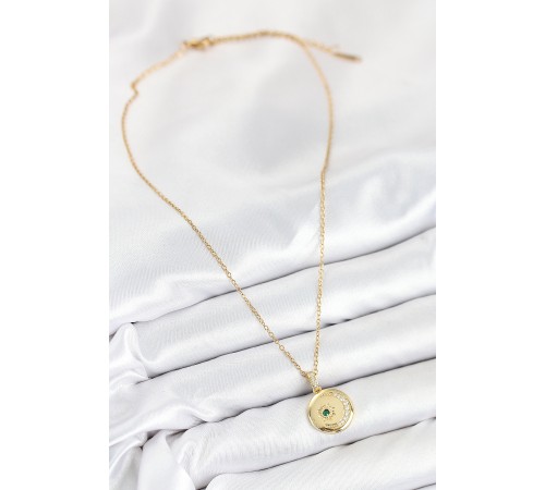 316L Çelik Zirkon Taşlı Ay Ve Güneş Model Gold Renk Kadın Kolye