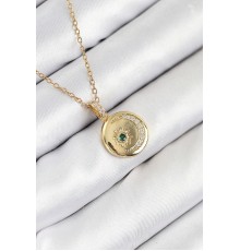 316L Çelik Zirkon Taşlı Ay Ve Güneş Model Gold Renk Kadın Kolye