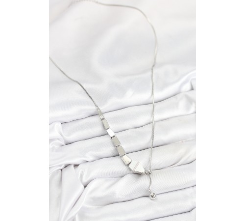 Pirinç Yılan Model Gümüş Renk Asansörlü Kadın Kolye