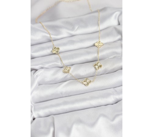 Pirinç Gold Renk Yonca Kadın Kolye