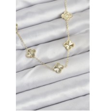 Pirinç Gold Renk Yonca Kadın Kolye