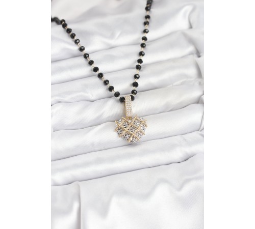 316L Çelik Zincir Kristal Boncuklu Kalpli Kadın Kolye