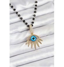 316L Çelik Zincir Kristal Boncuklu Göz Model Kadın Kolye
