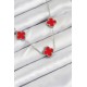 316L Çelik Zincir Gümüş Kırmızı Renk Yonca Kadın Kolye