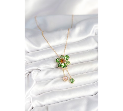 316L Çelik Zincir Gold Renk Çiçek Model Sallantılı Kadın Kolye