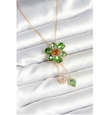 316L Çelik Zincir Gold Renk Çiçek Model Sallantılı Kadın Kolye