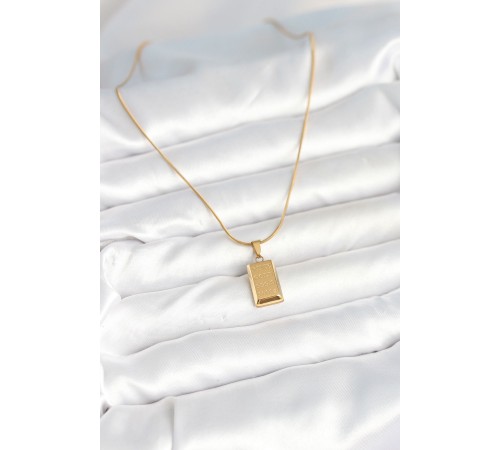 316L Çelik Gold Renk Külçe Altın Model Kolye