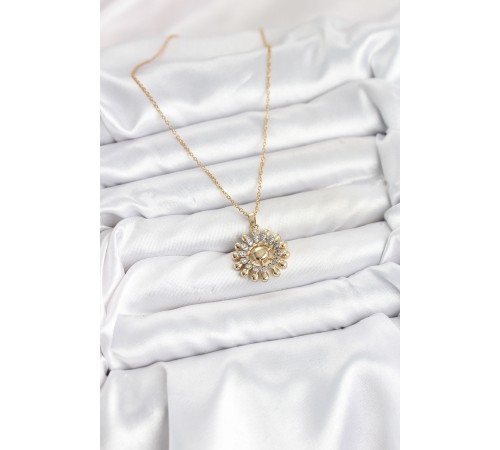 316L Çelik Zincir Gold Renk Güneş Model Kadın Kolye