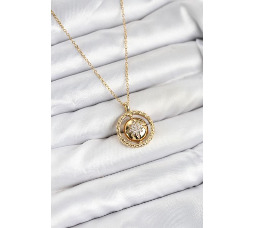 316L Çelik Zincir Gold Renk Kutup Yıldızı Model Kadın Kolye