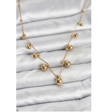 316L Çelik Zincir Gold Renk Topçuklu Kolye