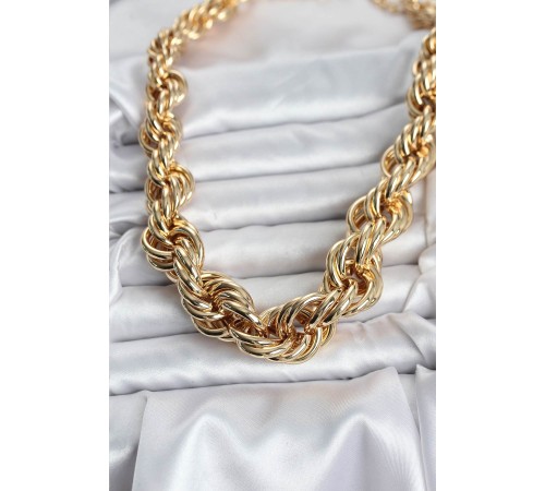 Pirinç Gold Renk Sarmal Halat Model Kadın Kolye