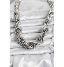 Pirinç Gümüş Renk Sarmal Halat Model Kadın Kolye