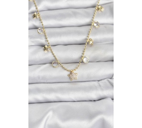Pirinç Gold Renk Yıldız Model Kadın Kolye
