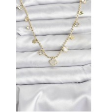 Pirinç Gold Renk Yonca Model Kadın Kolye