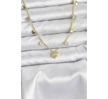 Pirinç Gold Renk Kalp Model Kadın Kolye