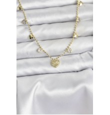 Pirinç Gold Renk Kalp Model Kadın Kolye