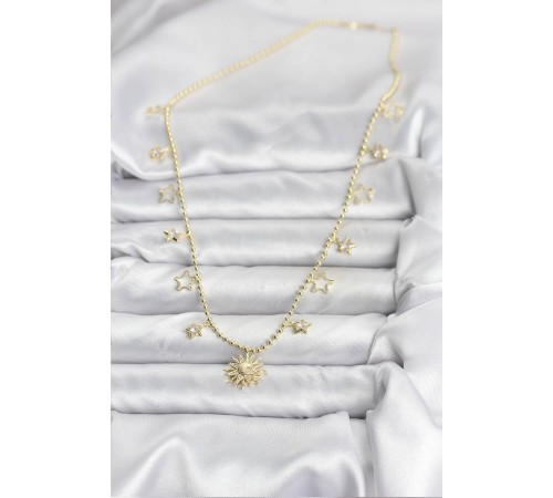 Pirinç Gold Renk Güneş Model Kadın Kolye