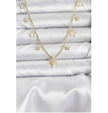 Pirinç Gold Renk Zirkon Taşlı Kutup Yıldızı Model Kadın Kolye