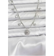 Pirinç Gümüş Renk Güneş Model Kadın Kolye