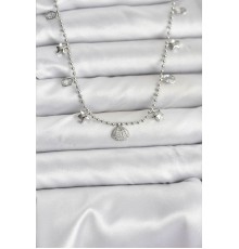 Pirinç Gümüş Renk Zirkon Taşlı Deniz Kabuğu Model Kadın Kolye