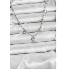 Zirkon Taşlı Kutup Yıldızı Model Pirinç Gümüş Renk Kadın Kolye
