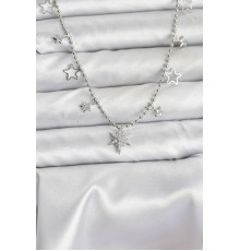 Pirinç Gümüş Renk Zirkon Taşlı Kutup Yıldızı Model Kadın Kolye