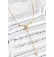 316L Çelik Zincir Gold Renk Yılan Model Y Kolye