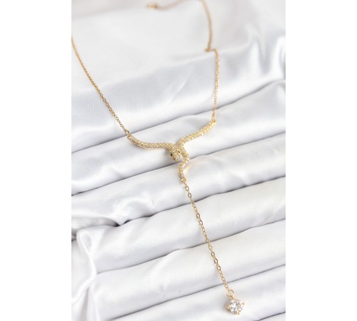 316L Çelik Zincir Gold Renk Yılan Model Y Kolye