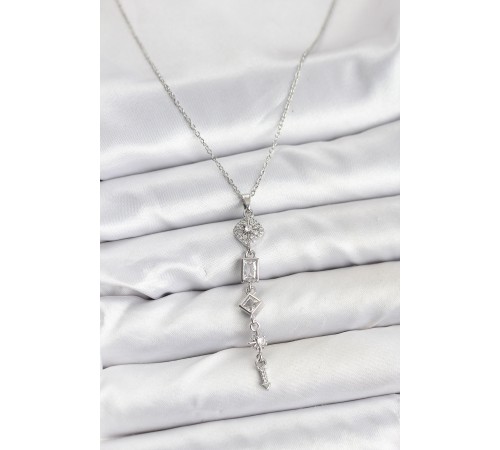 316L Çelik Zincir Gümüş Renk Kutup Yıldızı Enerji Model Kadın Y Kolye