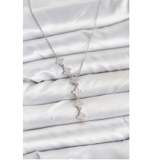 316L Çelik Zincir Gümüş Renk Yonca Model Kadın Kolye