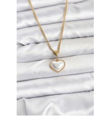 316L Çelik Zincir Gold Renk Bombeli Kalp Model Kadın Kolye