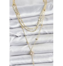 Pirinç Gold Renk Güneş Model Detaylı 3'lü Kombin Y Kadın Kolye