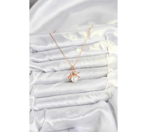 316L Çelik Zincir Gold Renk Kardan Adam Model Yılbaşı Temalı Kadın Kolye