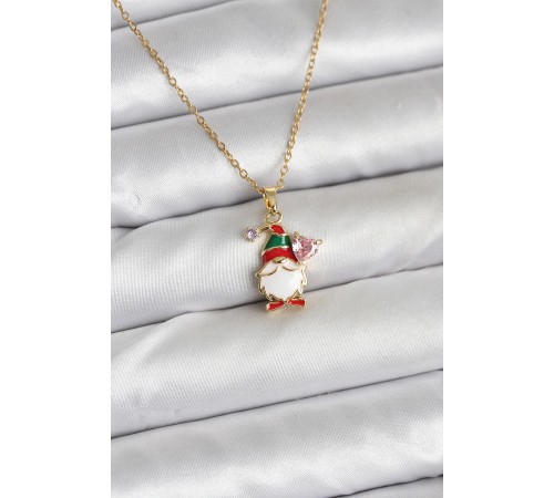 316L Çelik Zincir Gold Renk Yılbaşı Teması Kadın Kolye