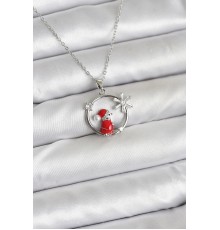 316L Çelik Zincir Gümüş Zirkon Taşlı Yılbaşı Tema Kadın Kolye