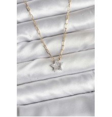 Pirinç Gold Renk Zincirli Zirkon Taşlı Minimal Yıldız Model Kadın Kolye