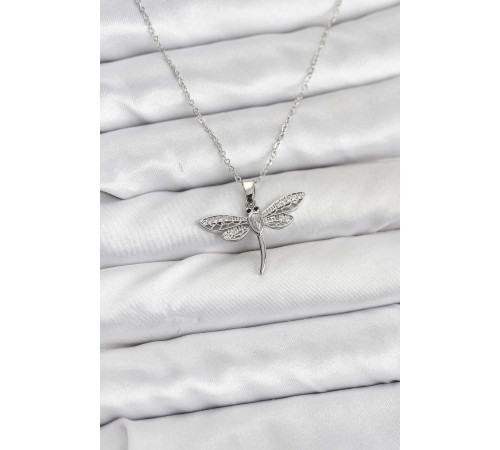 316L Çelik Zincir Gümüş Renk Yusufçuk Model Kadın Kolye