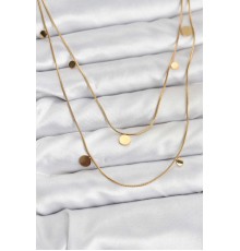 316L Çelik Zincir Gold Renk Pullu Kadın Kolye