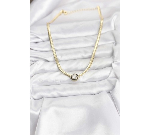 Gold Renk Pirinç Zirkon Taşlı Kadın Kolye