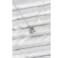 Pirinç Gümüş Renk Minimal Charmlı Kadın Kolye