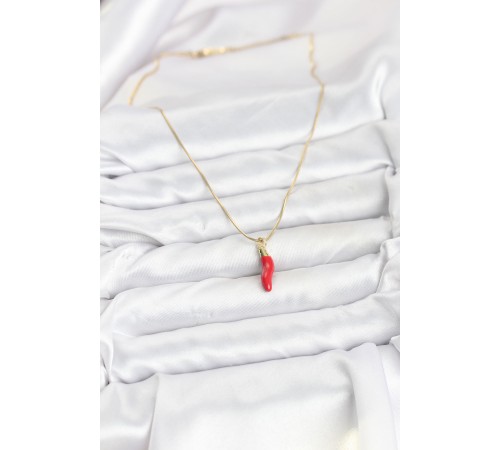 316L Çelik Gold Renk Kapya Kırmızı Biber Model Kadın Kolye