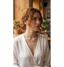 Pirinç Gümüş Renk Choker Model Zirkon Taşlı Kadın Kolye