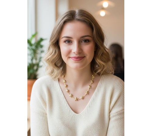 Yıldız Model Pirinç Gold Renk Kadın Kolye