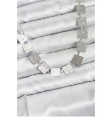 Kare Plaka Model Gümüş Renk Kadın Kolye