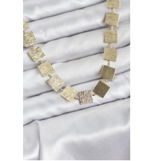 Kare Plaka Model Gold Renk Kadın Kolye