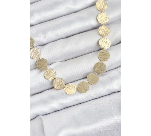 Yuvarlak Plaka Model Gold Renk Kadın Kolye