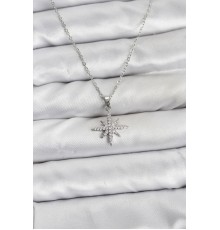 316L Çelik Zincir Gümüş Renk Kutup Yıldızı Model Zirkon Taşlı Kadın Kolye